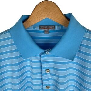 Peter Millar Summer Comfort Polo Shirt Mens Large Blue Stripe Performance Golf